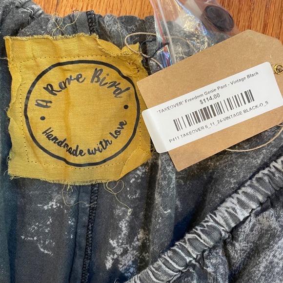 A Rare Bird Freedom Genie Pants OS Vintage Black Cotton Linen Boho Grunge unisex - Picture 6 of 15